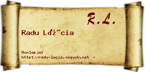 Radu Lúcia névjegykártya
